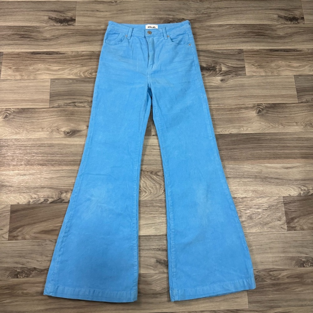 Rolla's Eastcoast Flare High Rise Flare Pants in Blue Corduroy Size 28